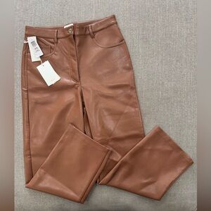 NWT‎ Wilfred Melina Cropped Chestnut Faux Leather Trousers